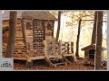 Built a cabin in the woods from pallets. Alone in the woods