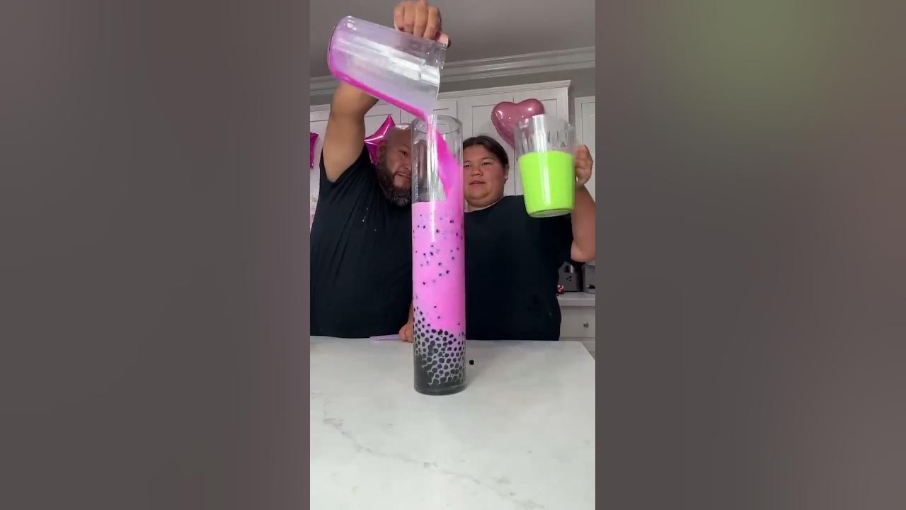We made the worlds largest Boba tea! 💕💚￼