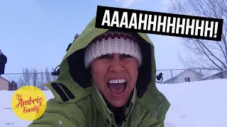 GOPRO SLEDDING FOR THE FIRST TIME! [The Ambriz Family Vlog 212]