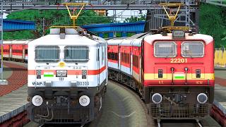 WAP7 LHB TRAIN vs WAP4 LHB TRAIN RACE | BUMPY RAILROAD | Train Simulator | Railwork | NTG GAMING screenshot 2