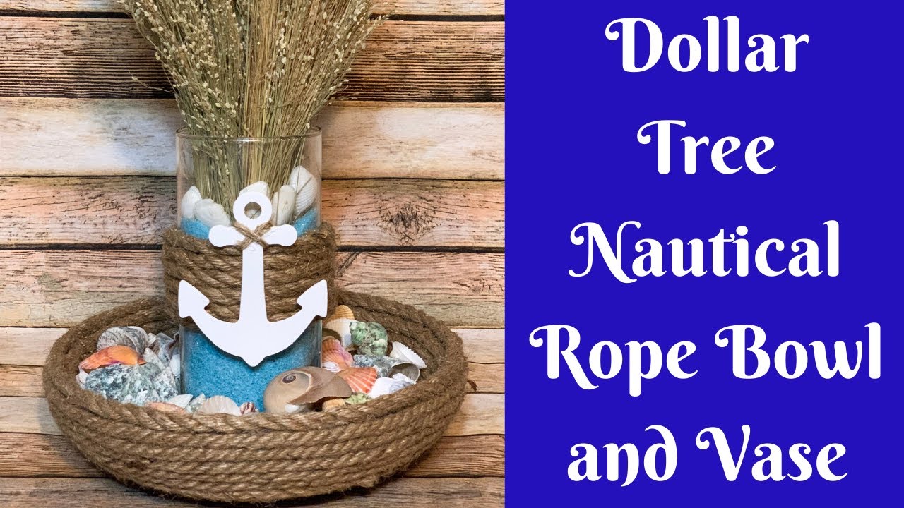 3 DIY DOLLAR TREE Nautical Crafts, Wood & Rope Vases