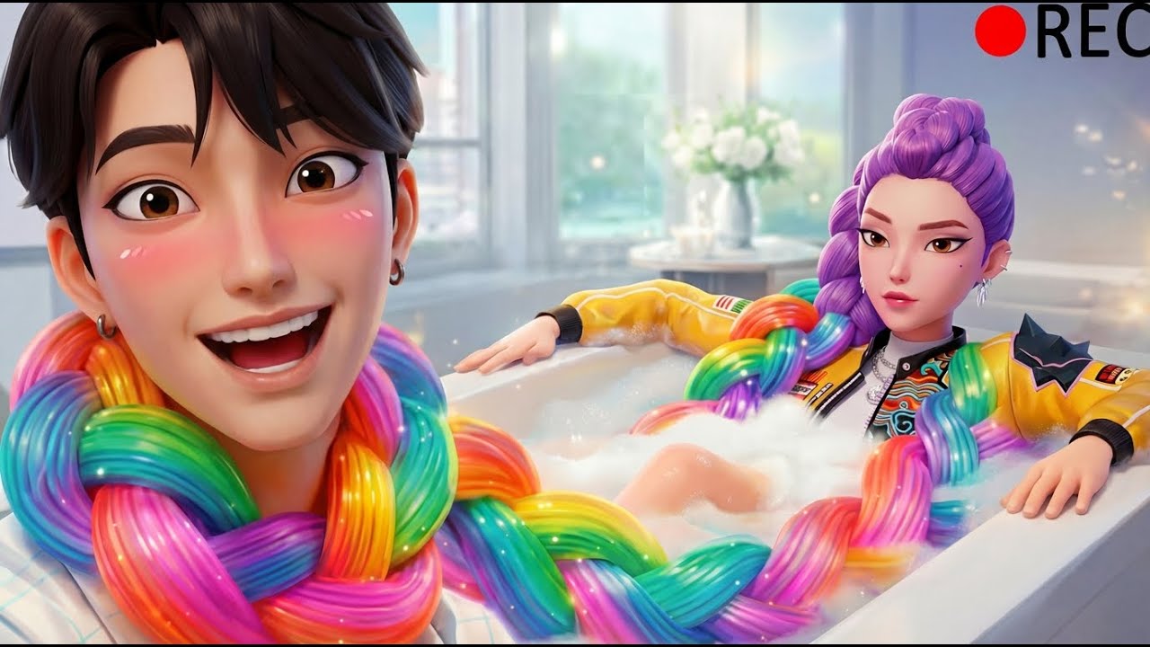 VLOG: Rumi Got Long Magical RAINBOW Hair 😱 Juni In Shock | SAJA Boys x Huntrx (KPDH Funny Moments)