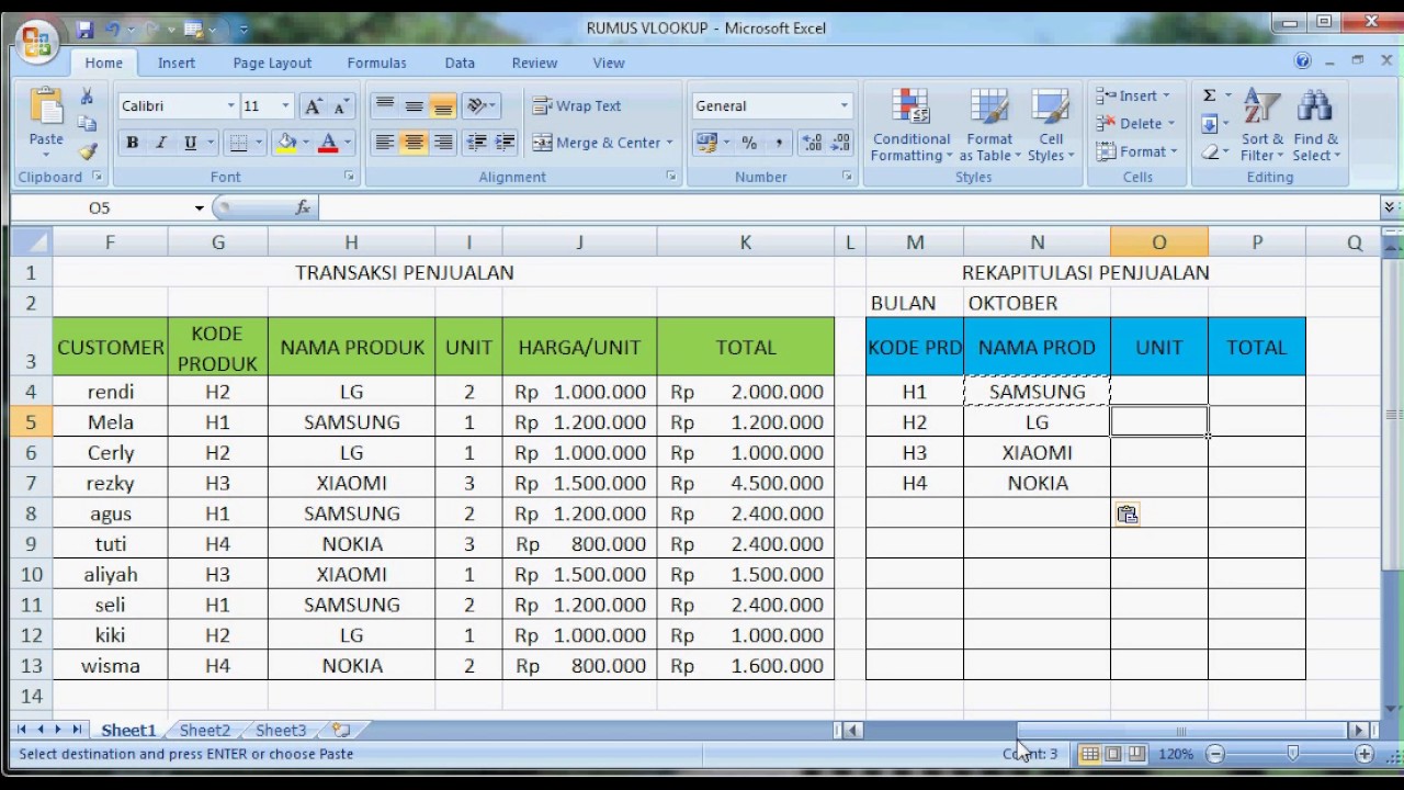 Rumus vlookup dan sumif di excel