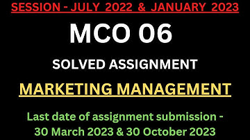 MCO 06 Solved assignment 2022-23| MCO 06 solved assignment  2022-2023 | M.COM | Assignment pdf 22-23