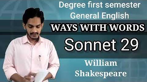 Sonnet 29 in Malayalam / BA/Bcom. /Bsc/ First Semester General English class/ Ways with Words