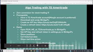 Zero commission algorithmic trading with TD Ameritrade using Python: Introduction of IBridgePy