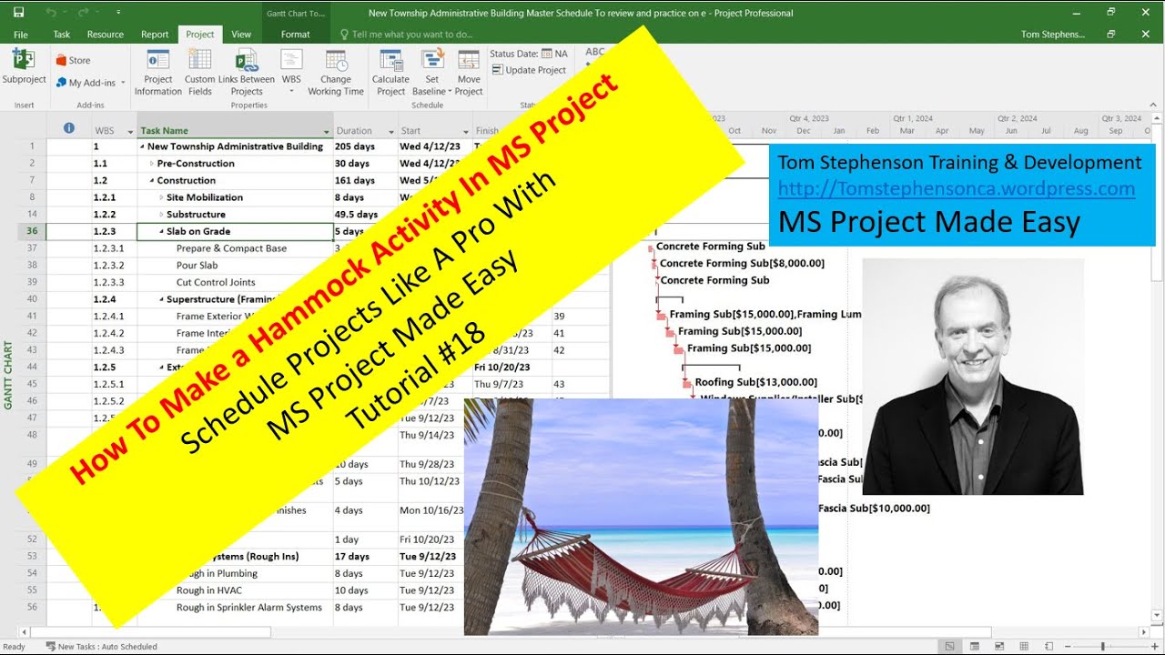 How To Make A Hammock Activity In Ms Project, Ms Project Made Easy Tutorial #18
