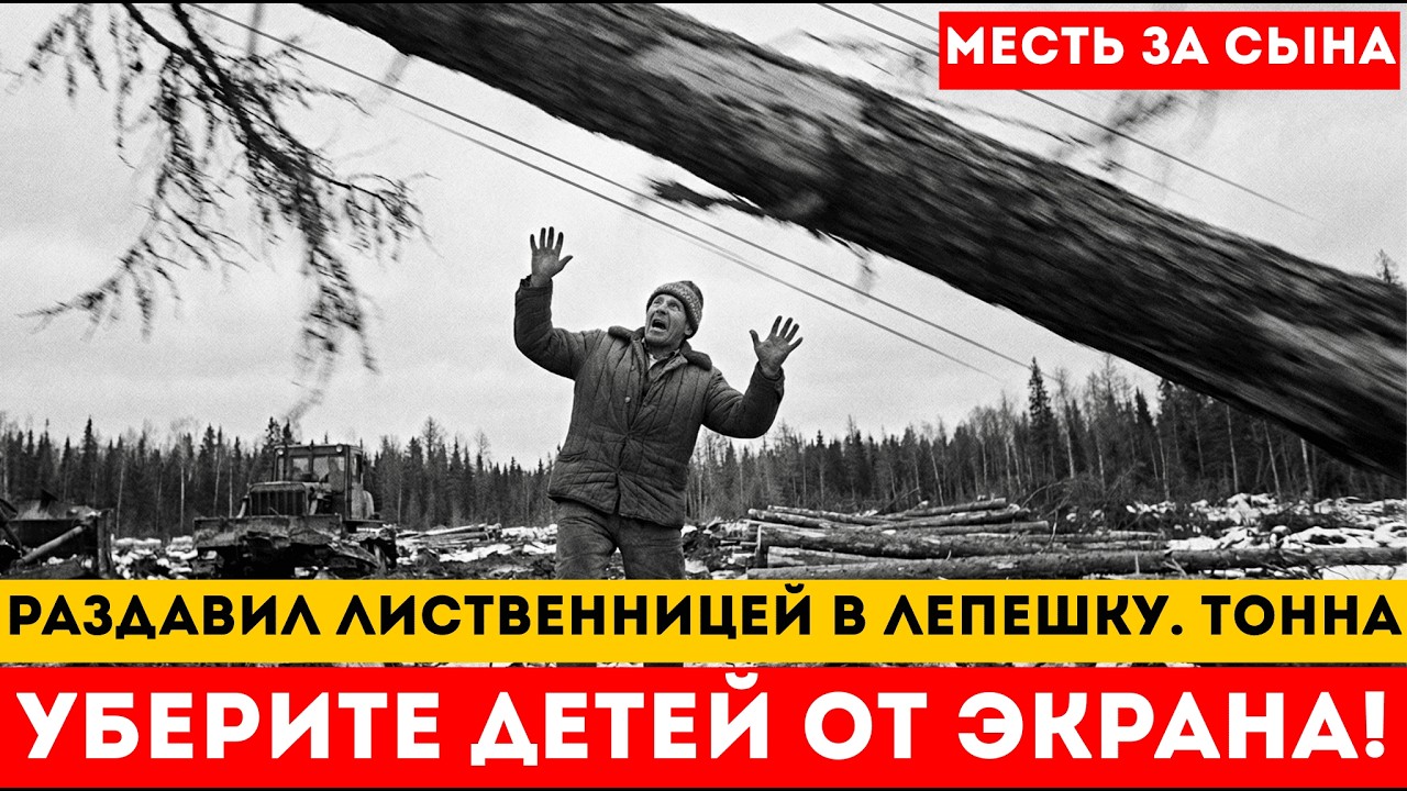 РАЗДАВИЛО ЛИСТВЕННИЦЕЙ . МЕСТЬ ВАЛЬЩИКА ЗА СЫНА. ПОВАЛИЛ ДЕРЕВО ПРЯМО НА УБИЙЦУ