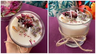 Soya Mumu Yapımı - Kokulu Mum, Kolay Mum Yapımı | Pinterest Inspired DIY CANDLES with Dried Flowers