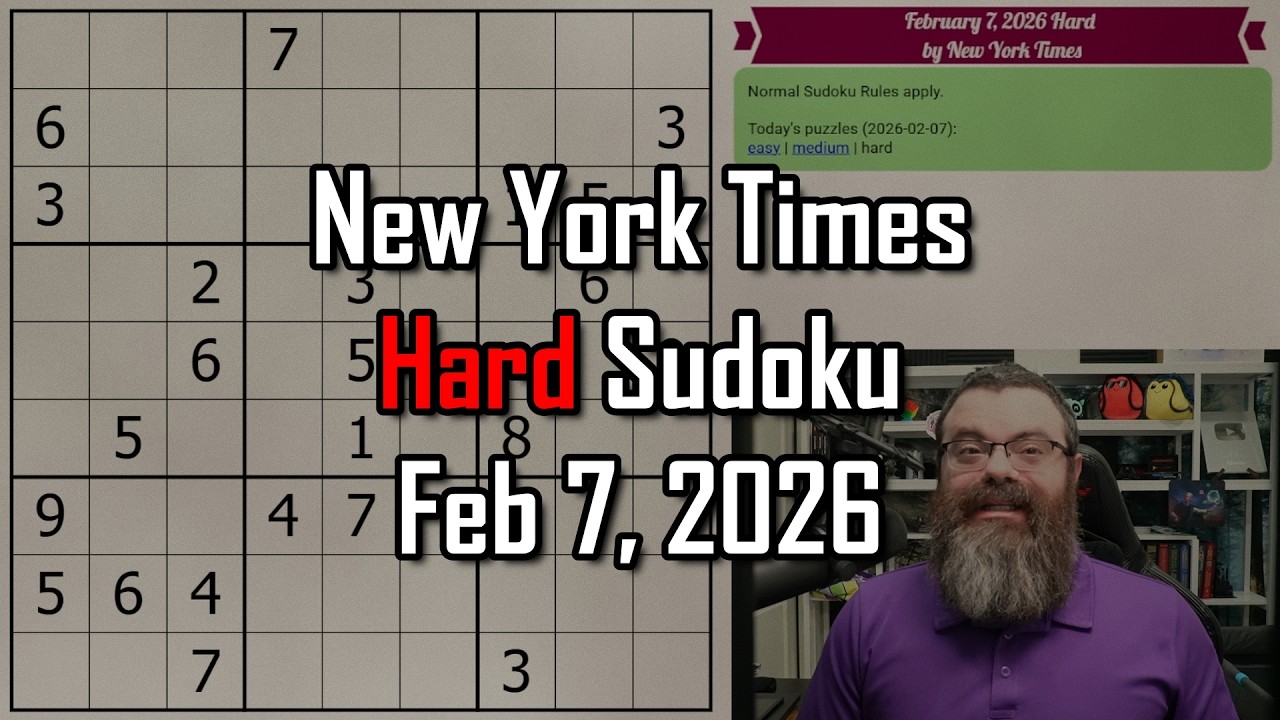 NYT Hard Sudoku Walkthrough | Feb 7, 2026