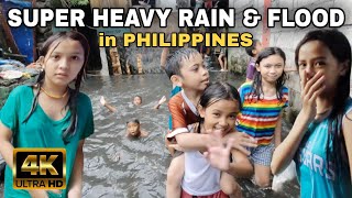 Super Heavy Rain And Flood In Payatas Extreme Walk At Quezon City Metro Manila Philippines 4K