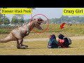 Dinosaur Attack Prank in Public 🤣🤣 Jurassic World Attack In Real Life Crazy Reaction Public