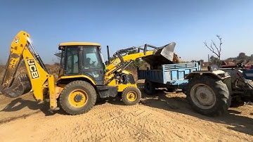 JCB 3DX Eco Xpert with Mahindra 585 & Powertrac 439 | Mud Loading & Unloading
