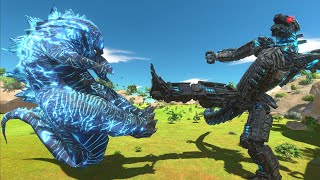 Supercharged Godzilla vs Supercharged Mechagodzilla!  Animal Revolt Battle Simulator