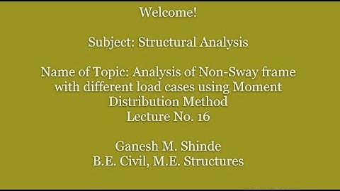 Moment Distribution Method- Numerical 5 Analysis of Non-Sway frame with different load cases