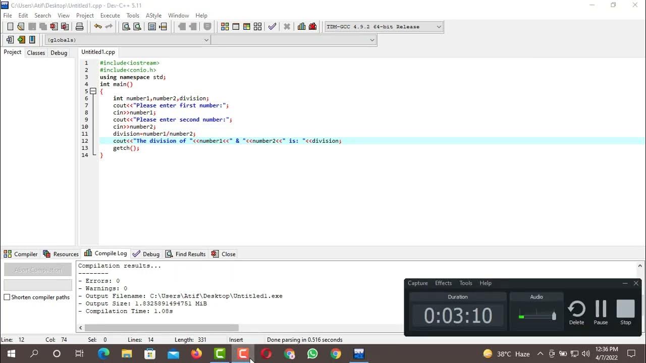 Division of two numbers using C++ | Programming Practices - YouTube