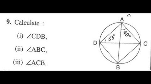 CALCULATE ∠CDB ∠ABC ∠ACB || SELINA CLASS 10 CIRCLES SOLUTIONS || EX 17A || ACB = 180°-92° = 88°