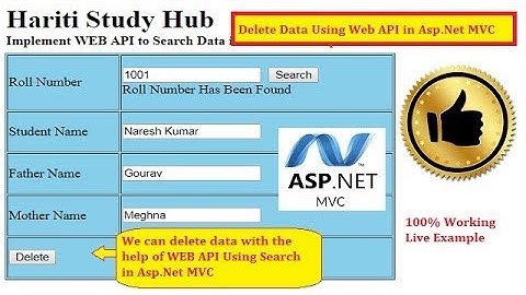 Implement Web API to Delete Searched Data from Database in Asp.Net MVC | Hindi | Free Online Classes