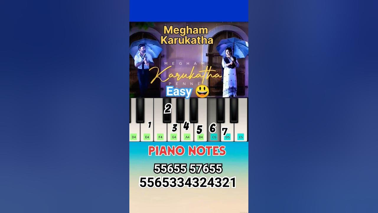 Megham Karukatha Bgm | Piano Notes Slow & Easy #shorts
