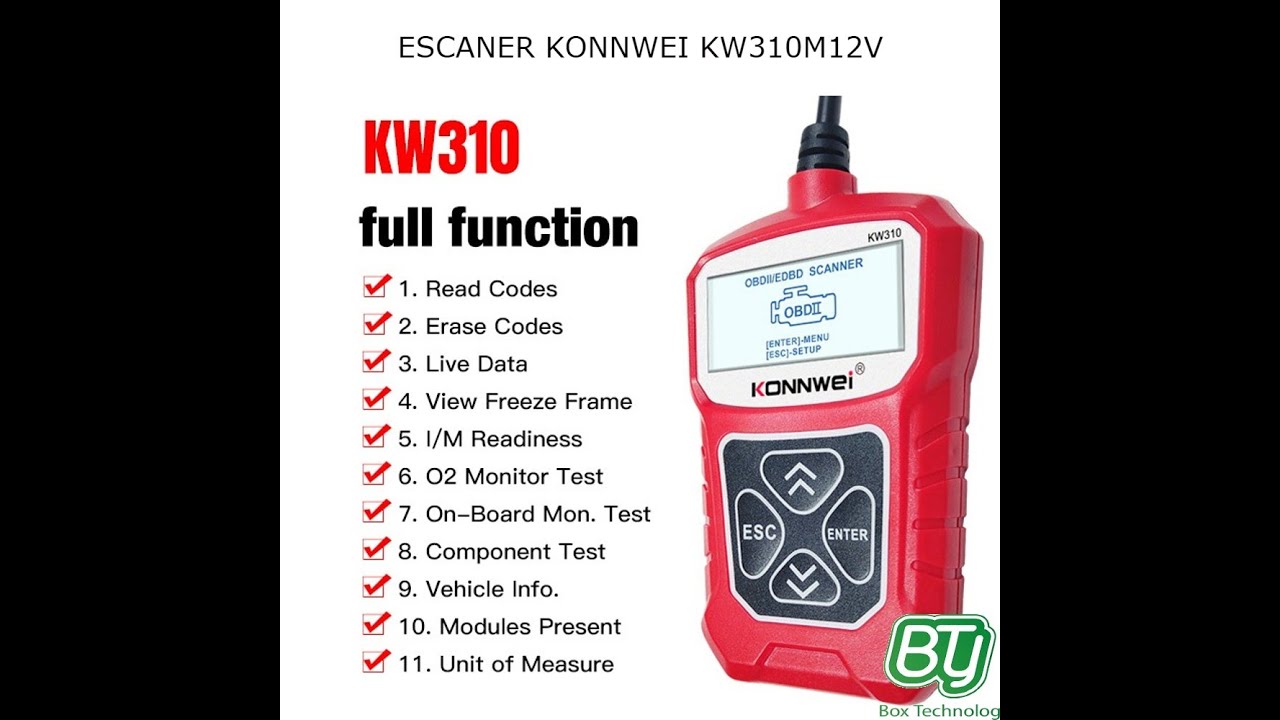 KONNWEI KW310 OBD2 Escáner Lector de código de coche Completo OBDII  Funciones 10 modos Herramienta de diagnóstico del motor automotriz para  todos los