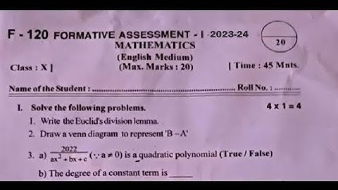 Ap 10th Class Fa-1 💯V.imp Maths 🥳Question Paper (2023-24) | ap 10th Class fa1 Maths Paper 2023