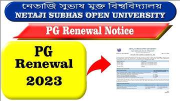 NSOU PG RENEWAL 2023 Notice Published Netaji Subash Open University MA MSc MCom MSW MLIS