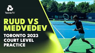 Daniil Medvedev vs Casper Ruud Court-Level Practice | Toronto 2023