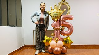 Como hacer un Bouquet de Globos con numeros grandes (15 Años)