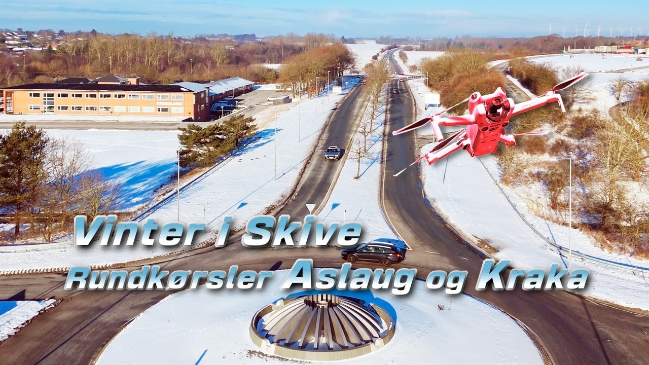 UAV / drone: Vinter i Skive - Rundkørsler ASLAUG og KRAKA