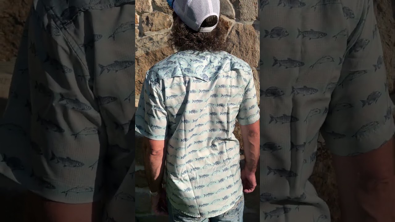 Hooey Men's "Sol" Blue Fish Short Sleeve Snap Shirt