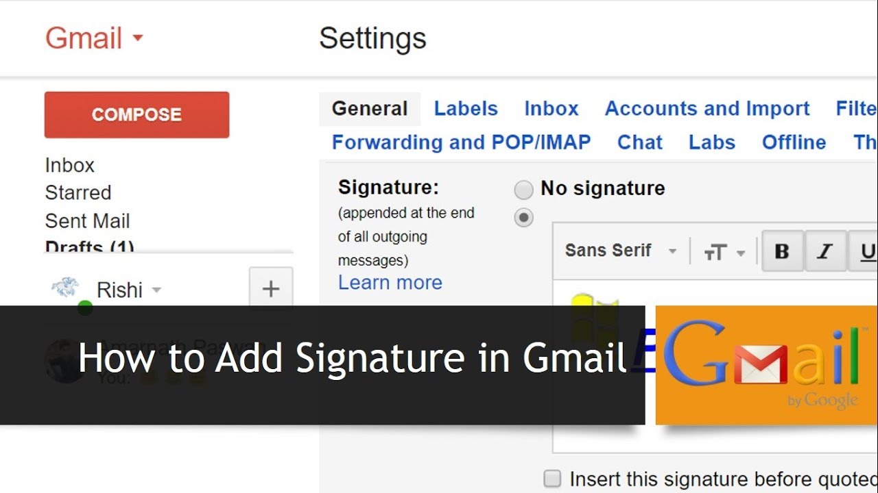 how to make a signature in gmail with image