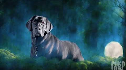 🐾 Hyperrealistic Canine Beauty: Majestic Black Labrador Amidst Enchanting Forest 🌳