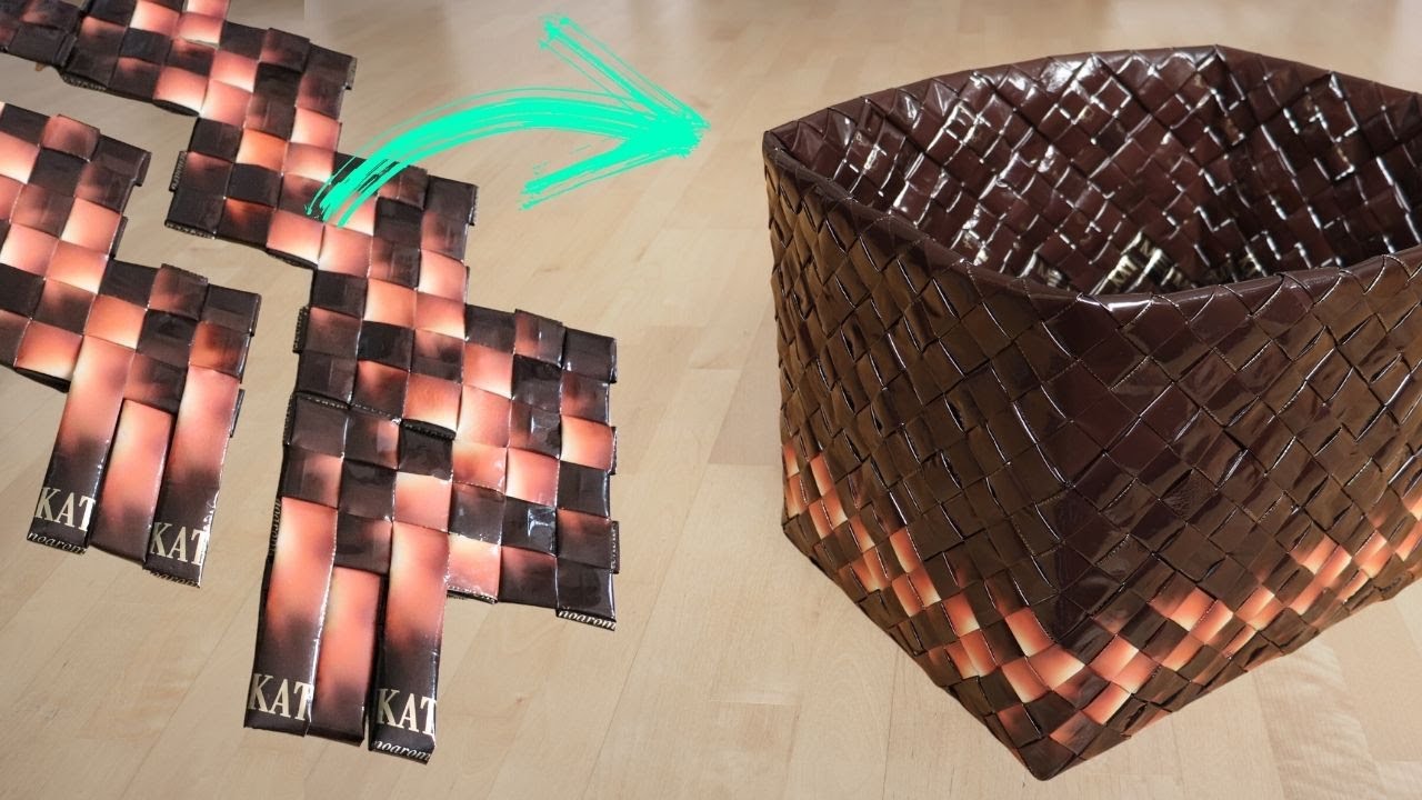 diy coffee bag basket zigzag weaving YouTube