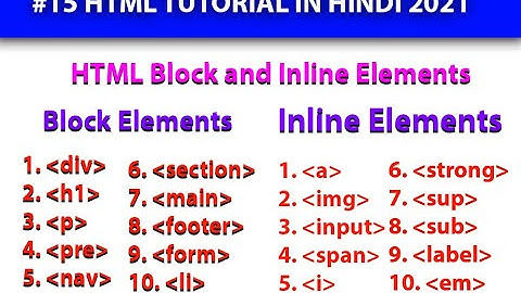 #15 Html block and Inline elements in hindi || Html tutorial in hindi 2021