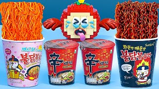 Lego MUKBANG : SPICY FIRE NOODLES CHALLENGE - Stop Motion & ASMR Video
