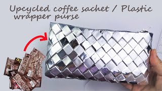 Upcycled coffee sachet / Plastic wrapper purse #handmadecraft