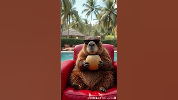 Uống nước dừa, hay... #aivideo #cute #capybara #shorts #chill