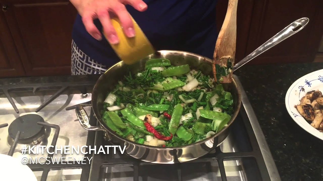 Stirfry Ginger Chicken and Rapini with Thai Sweet Chili Sauce. Recipe