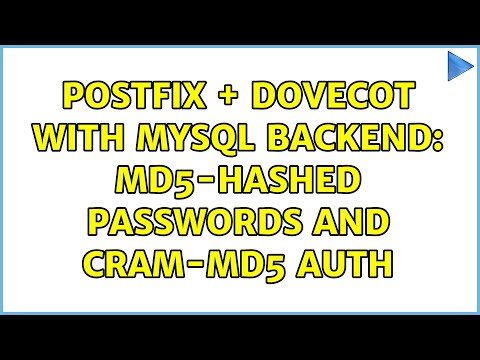 Postfix + Dovecot with MySQL backend: md5-hashed passwords and CRAM-MD5 auth