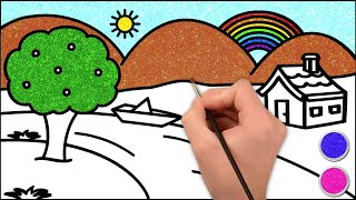 How to Draw Simple Landscape Picture | Drawing, Painting and Coloring for Kids, Toddlers