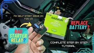 How To Fix Bike Starting Problem | How To Replace Battery And Starter Relay On FZS V3 And All Bikes