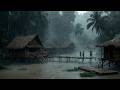 10+ Hours Tropical Village Urban Ruins Rain &amp; Thunder Ambience | Deep Sleep ASMR