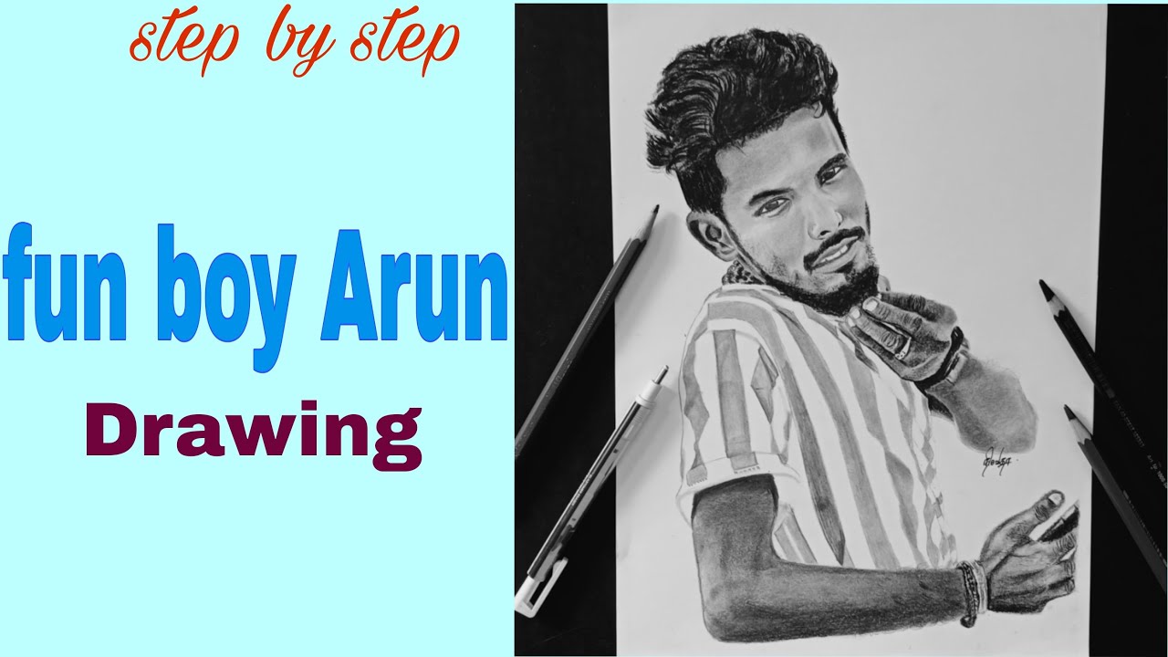 Drawing of FUN BOY ARUN /Pencil drawing/step by step/ Nivi's Art Gallery