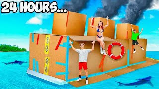 Ben Azelart! 24 HOURS ON A CARDBOARD BOAT (bad idea)