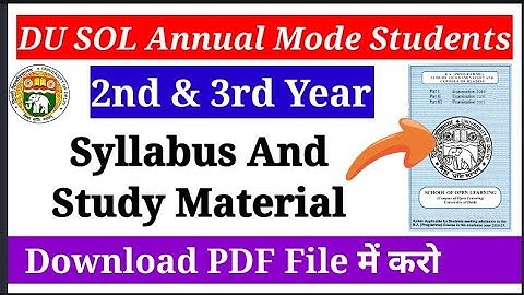 DU SOL 2nd & 3rd Year Syllabus & Study Material Download kare | Important Questions Pepar Download