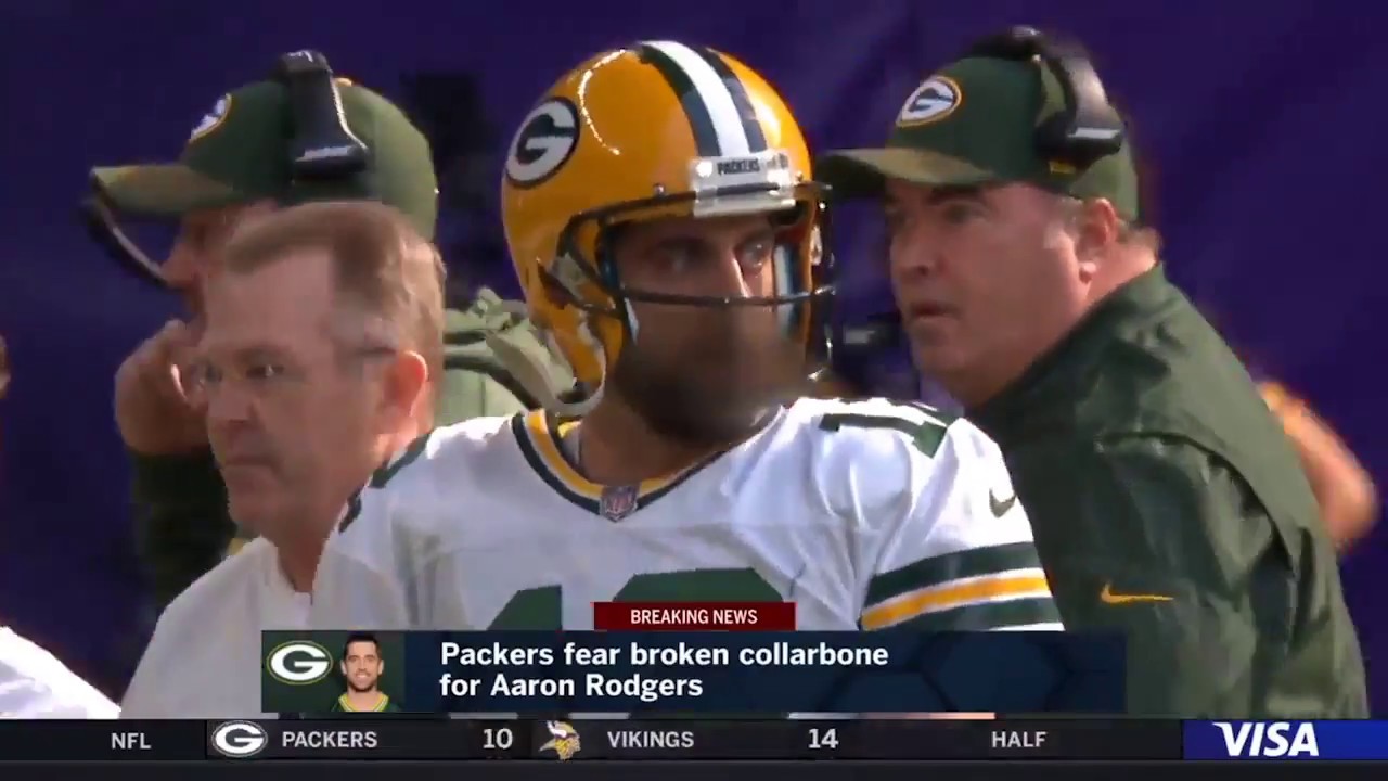 Aaron Rodgers Injury Update Broken Collarbone Packers vs Vikings NFL