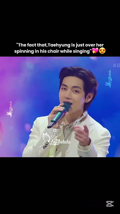 When Tae spinning in his chair while singing🥺how cute baby🥰💙#btsshorts #tae #lajibolala