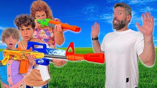 RETO a mi FAMILIA a una BATALLA de NERF|4PLUSONE