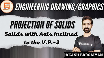 Solids with Axis Inclined to the V.P.-3 | Projection of Solids | Akash Barsaiyan