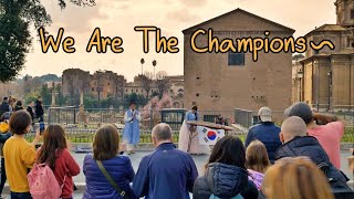 Freddie Mercury would be happy to hear "we are the champions" played traditional Korean instruments.